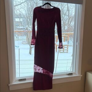 ASOS Burgundy Long Sleeve Lace Dress